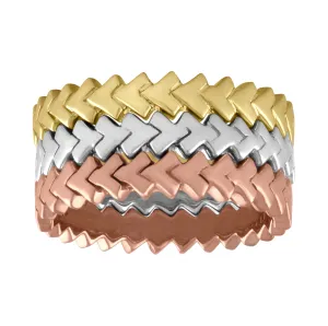 Kaspar & Esh 14k Three Gold Eternity Chevron Band