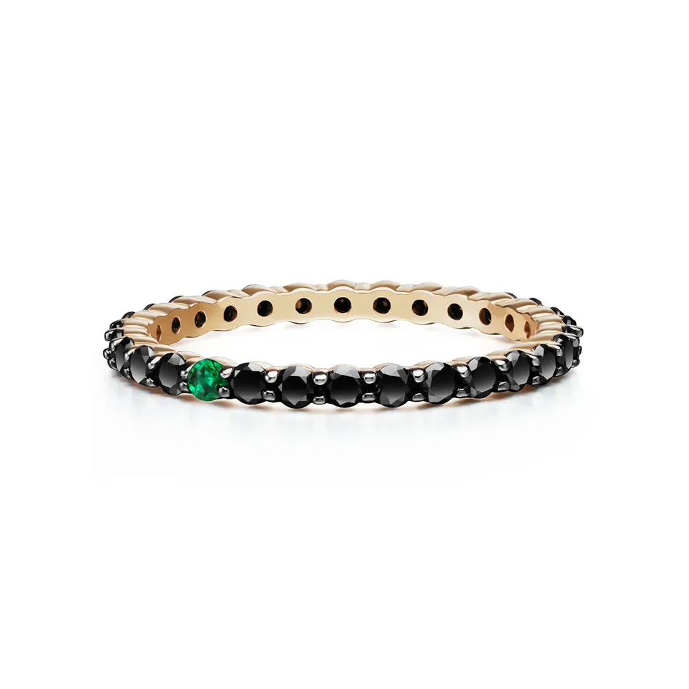 Katerina Ring | Emerald with Black Diamonds