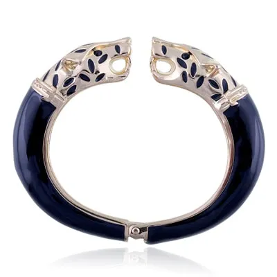 Kaymen New Statement Wolf Cuff Bangle, Girl's Enamel Fashion Cuff Bracelet, Gold plated Animal Chunky Bangle