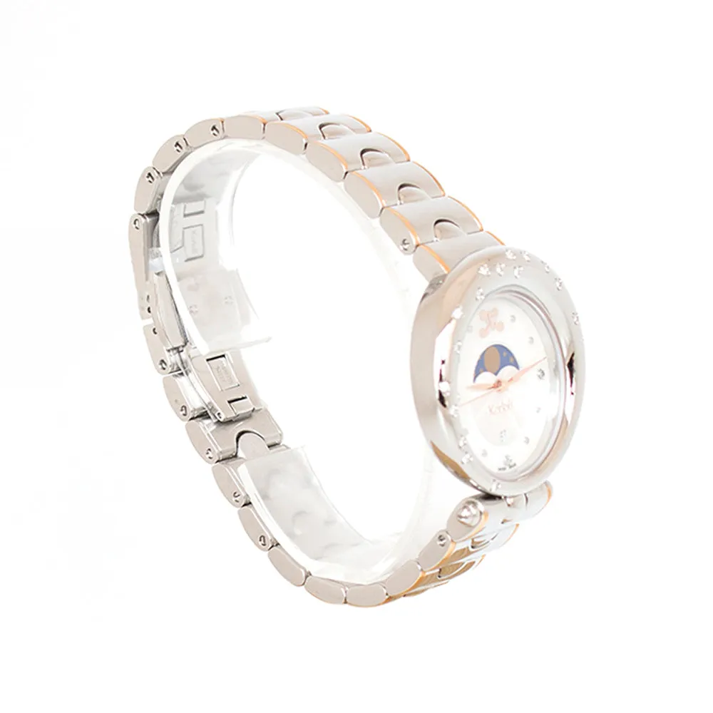 Korloff Two Tone Watch With Diamond Mop & Moonphase