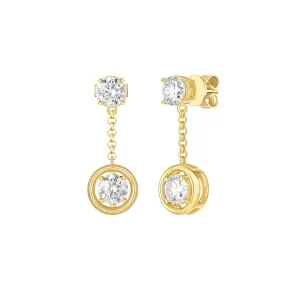 Lab Grown 1.96ctw Drop Diamond Frame Earrings E-02867WHT