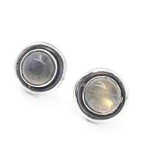 Labradorite vintage shadow box sterling silver stud earrings