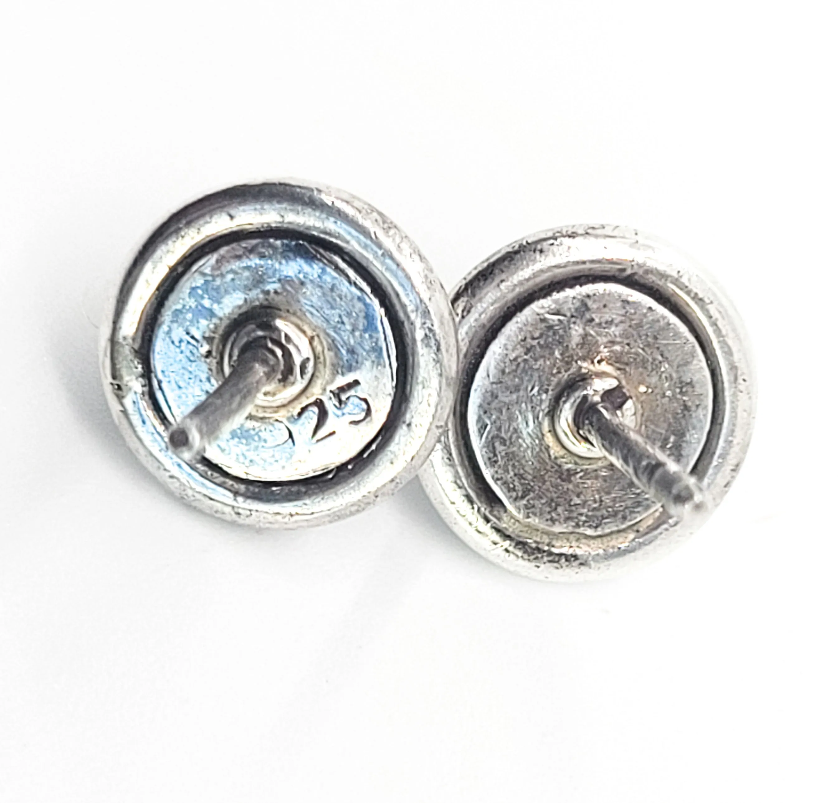 Labradorite vintage shadow box sterling silver stud earrings