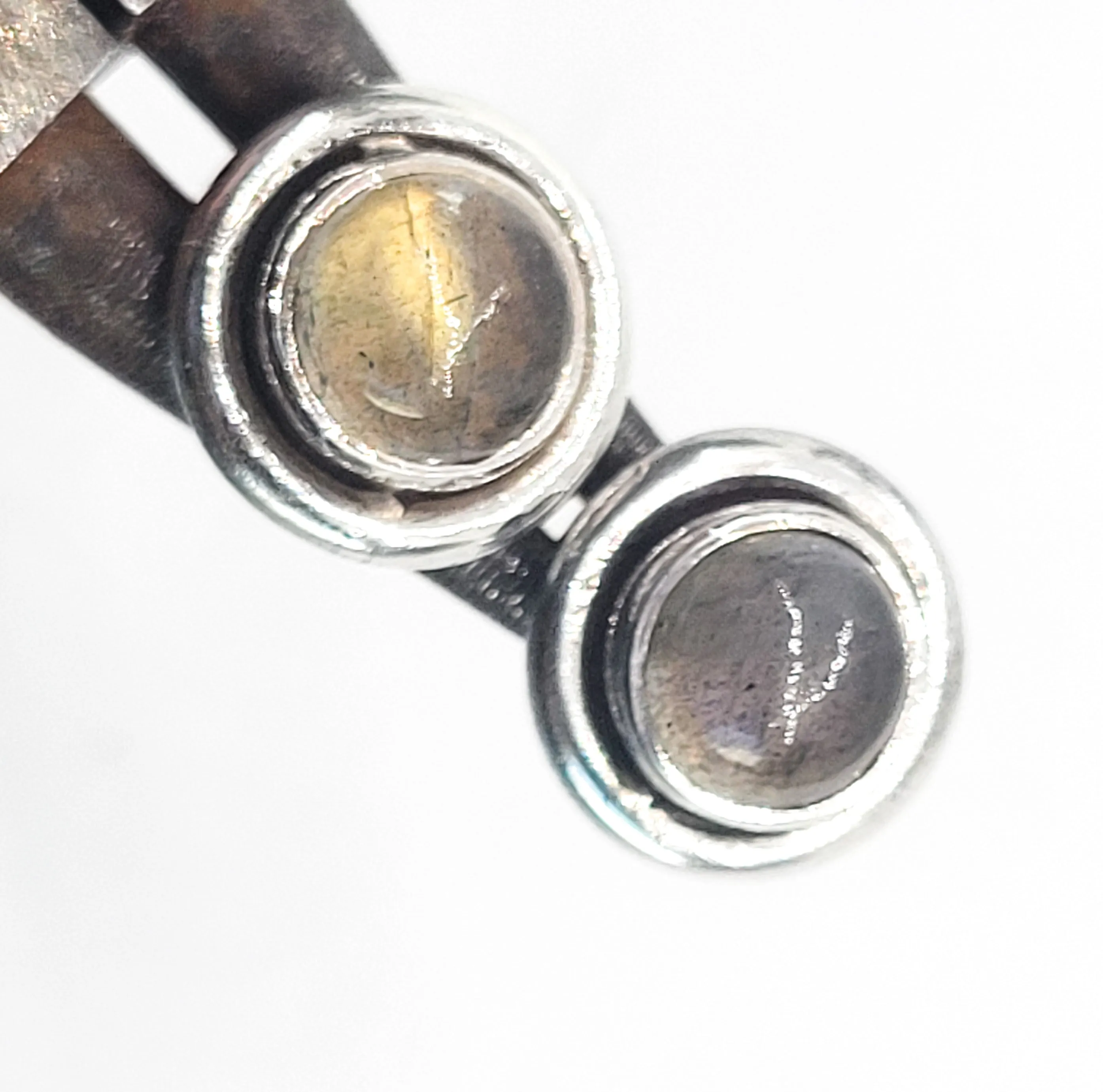Labradorite vintage shadow box sterling silver stud earrings