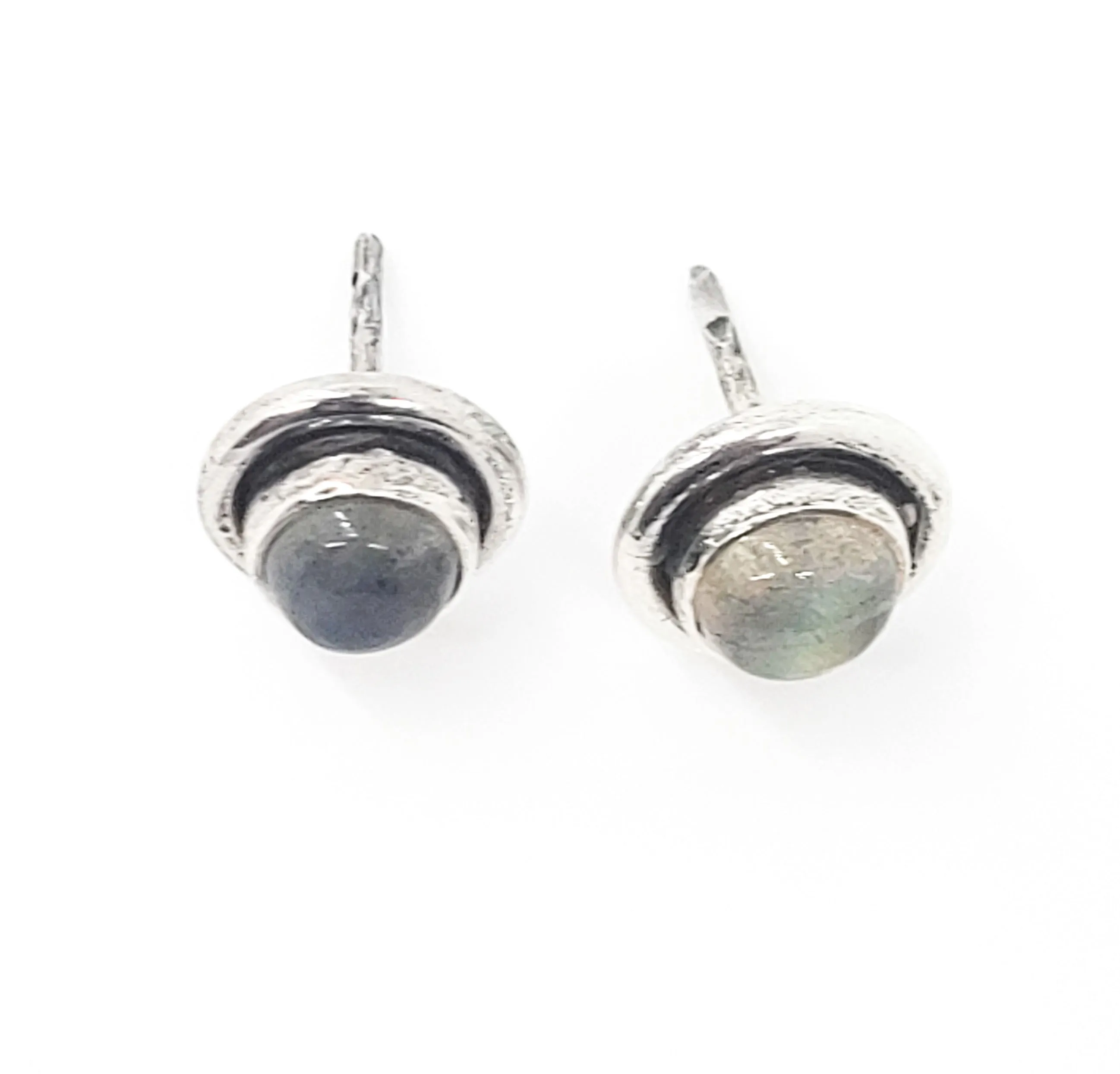 Labradorite vintage shadow box sterling silver stud earrings
