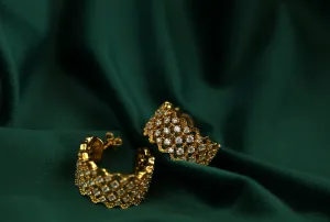 Lacy Beaded CZ Diamond Earrings 18K Gold Over Sterling Silver