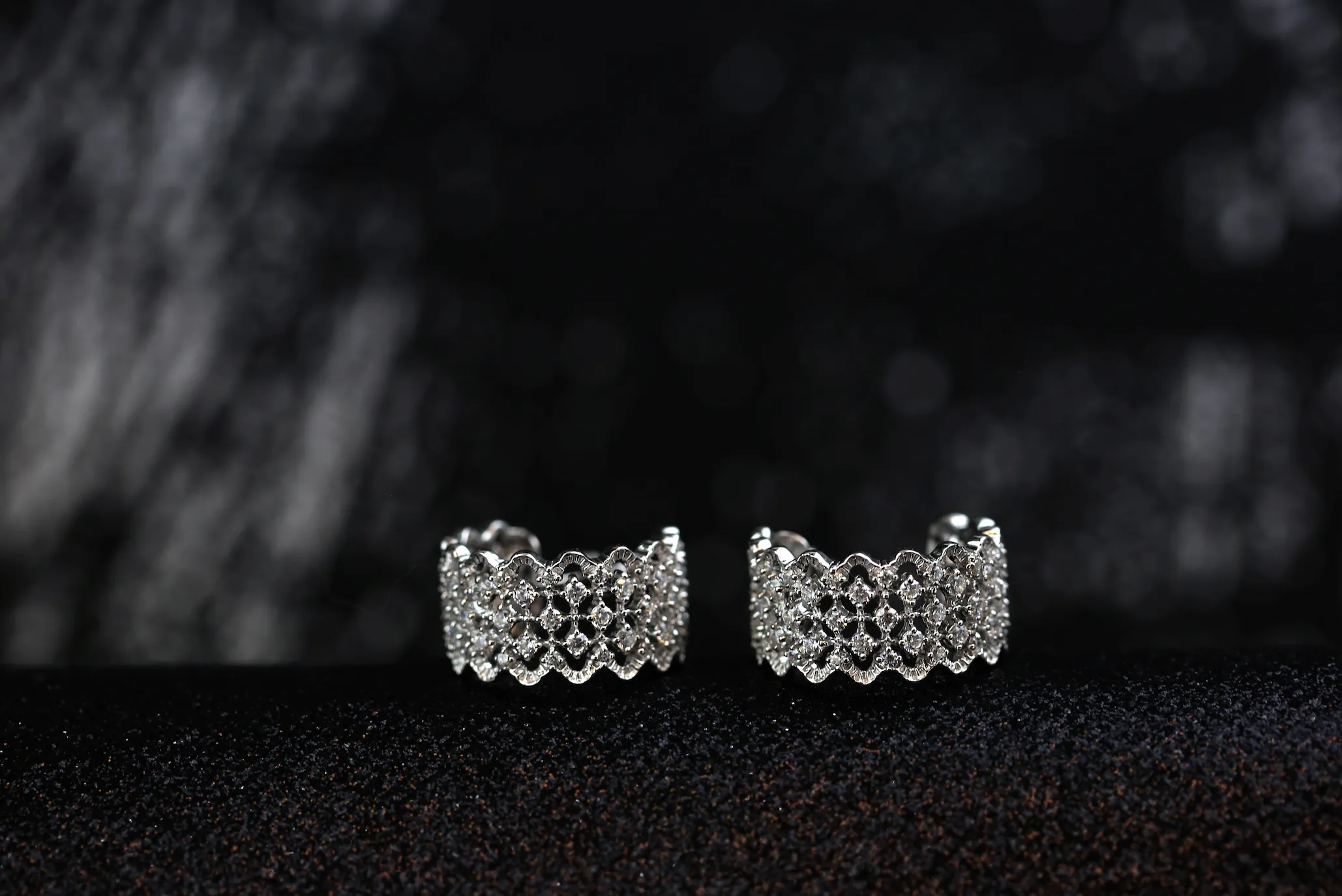 Lacy Beaded CZ Diamond Earrings 18K Gold Over Sterling Silver