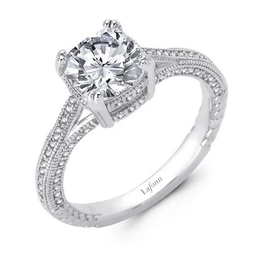 Lafonn Sterling Silver Platinum Plated Simulated Diamond Cushion Cut Engagement Ring