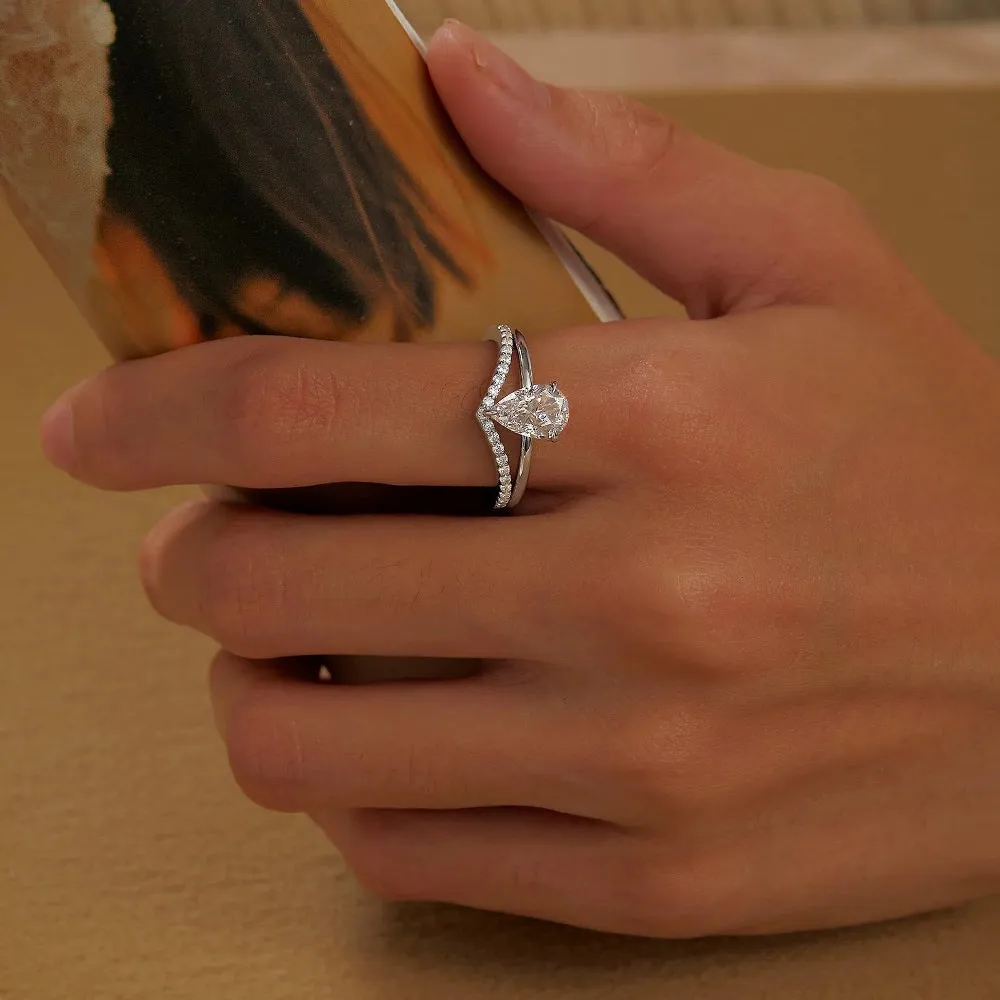 Lafonn Sterling Silver Platinum Plated Simulated Diamonds Chevron Wave Band