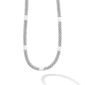LAGOS White Caviar Ceramic Three Bead Station Caviar Necklace