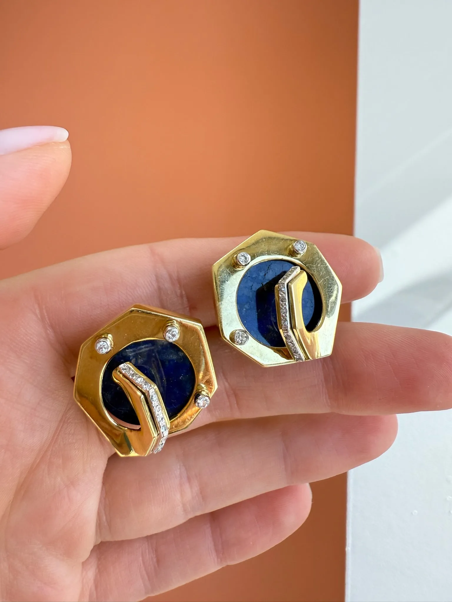 Lapis & Diamond Earrings, 18k
