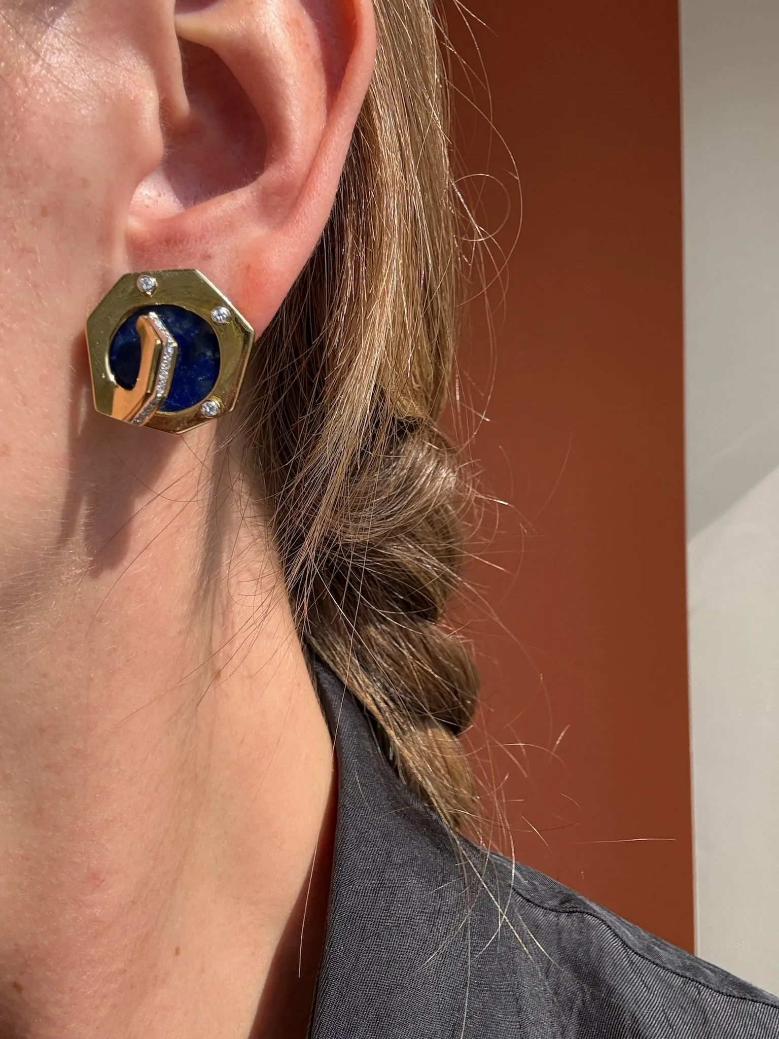 Lapis & Diamond Earrings, 18k