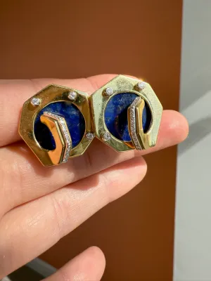 Lapis & Diamond Earrings, 18k
