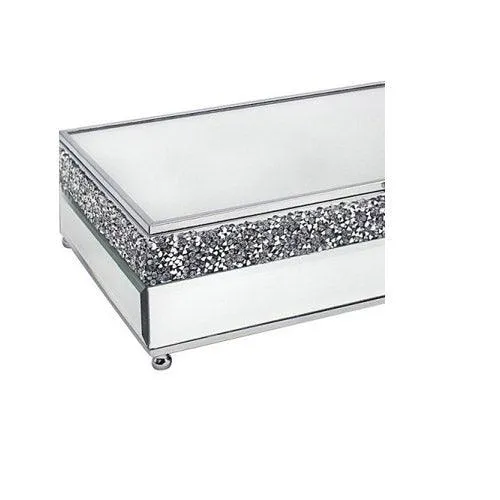 Large Mirror Crystal Jewellery Box – Crushed Crystal Diamante Glass