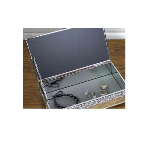 Large Mirror Crystal Jewellery Box – Crushed Crystal Diamante Glass