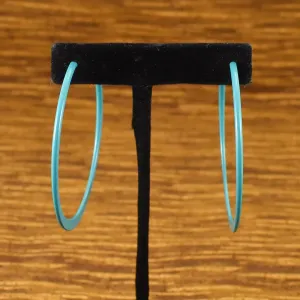 Large Thin Teal Hoop Earrings