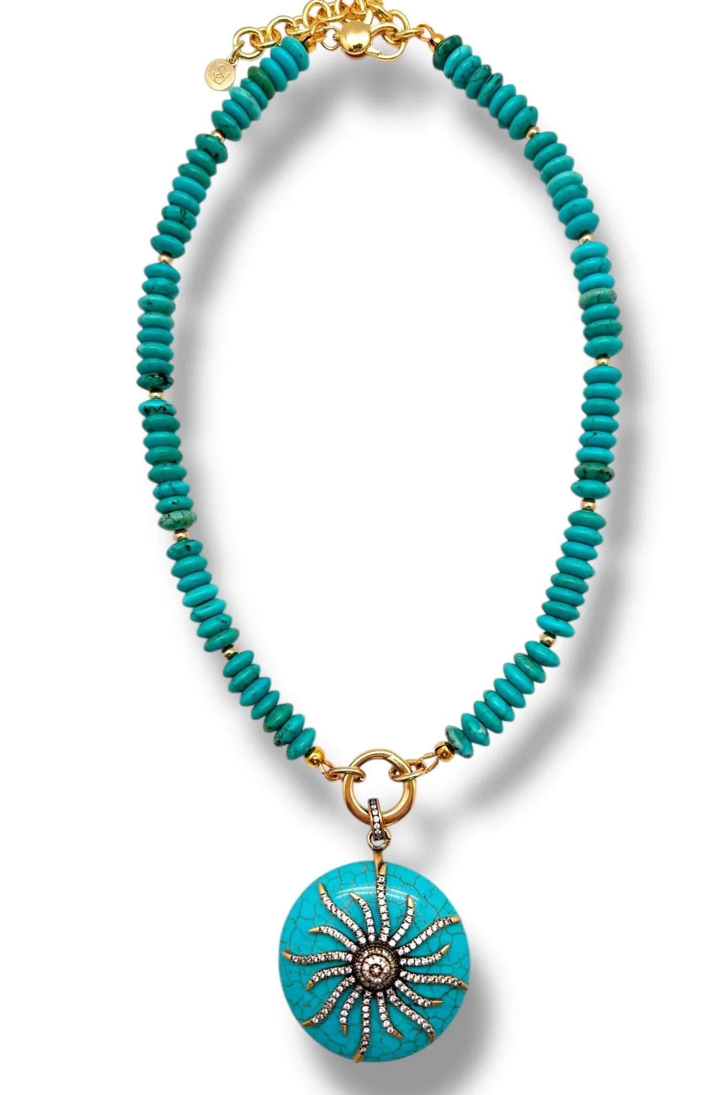 Large Turquoise Paved Sun Pendant
