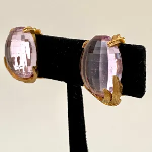 Late 50s/ Early 60s Pink Faceted Bead Clip Earrings