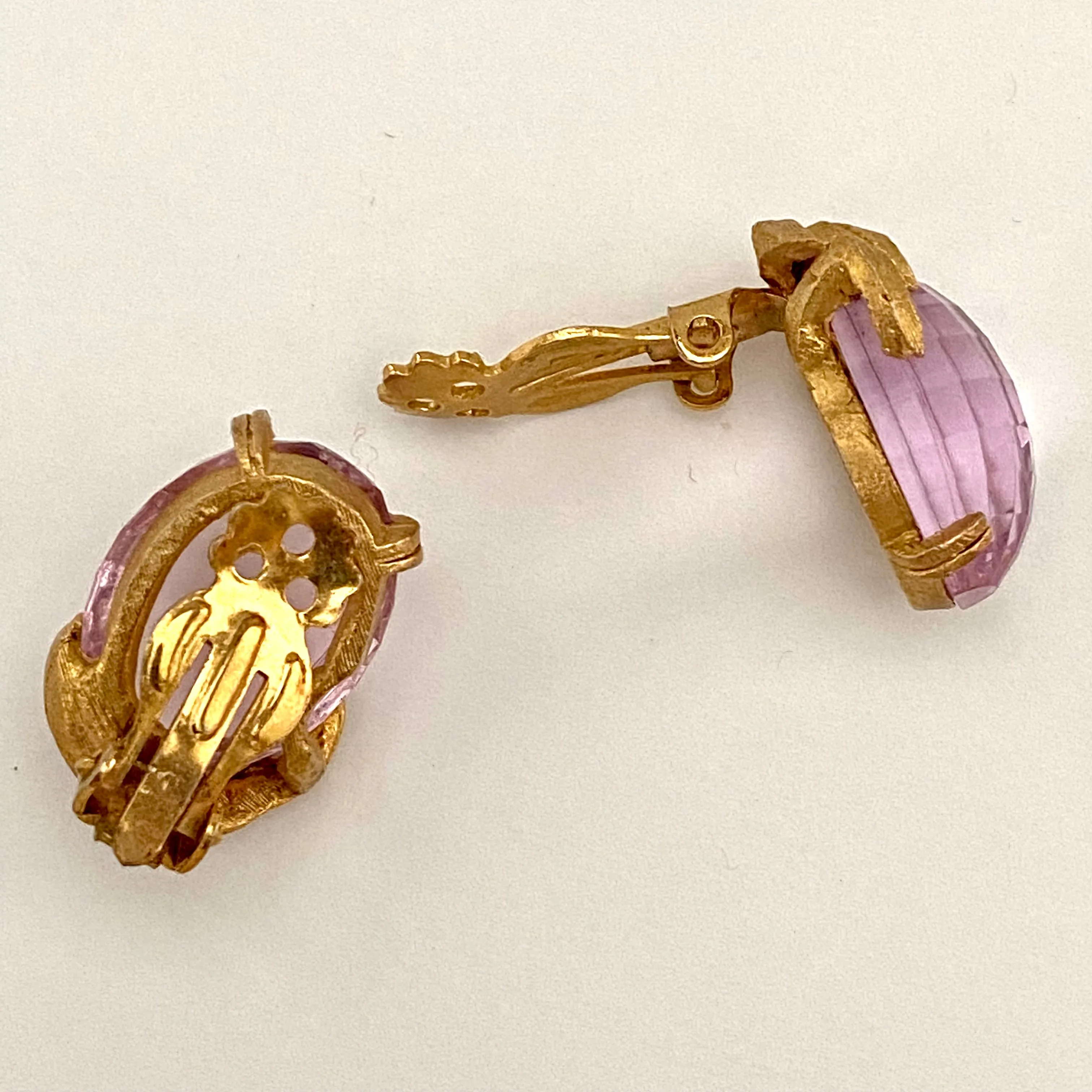 Late 50s/ Early 60s Pink Faceted Bead Clip Earrings