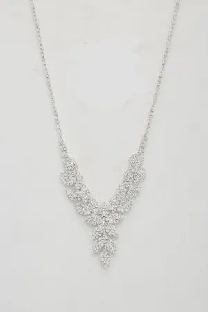 Leaf Pattern Crystal Necklace