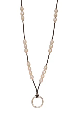 Leather and Pearl St Barths EyeRing Necklace