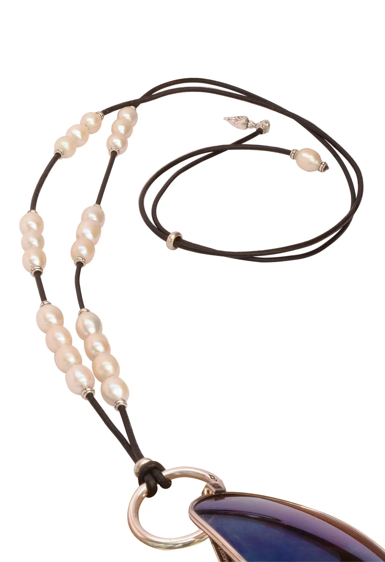 Leather and Pearl St Barths EyeRing Necklace