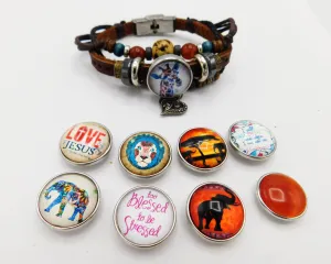 Leather Bracelet Giraffe Beaded Snap Bracelets Jewelry Teen Gift Ideas