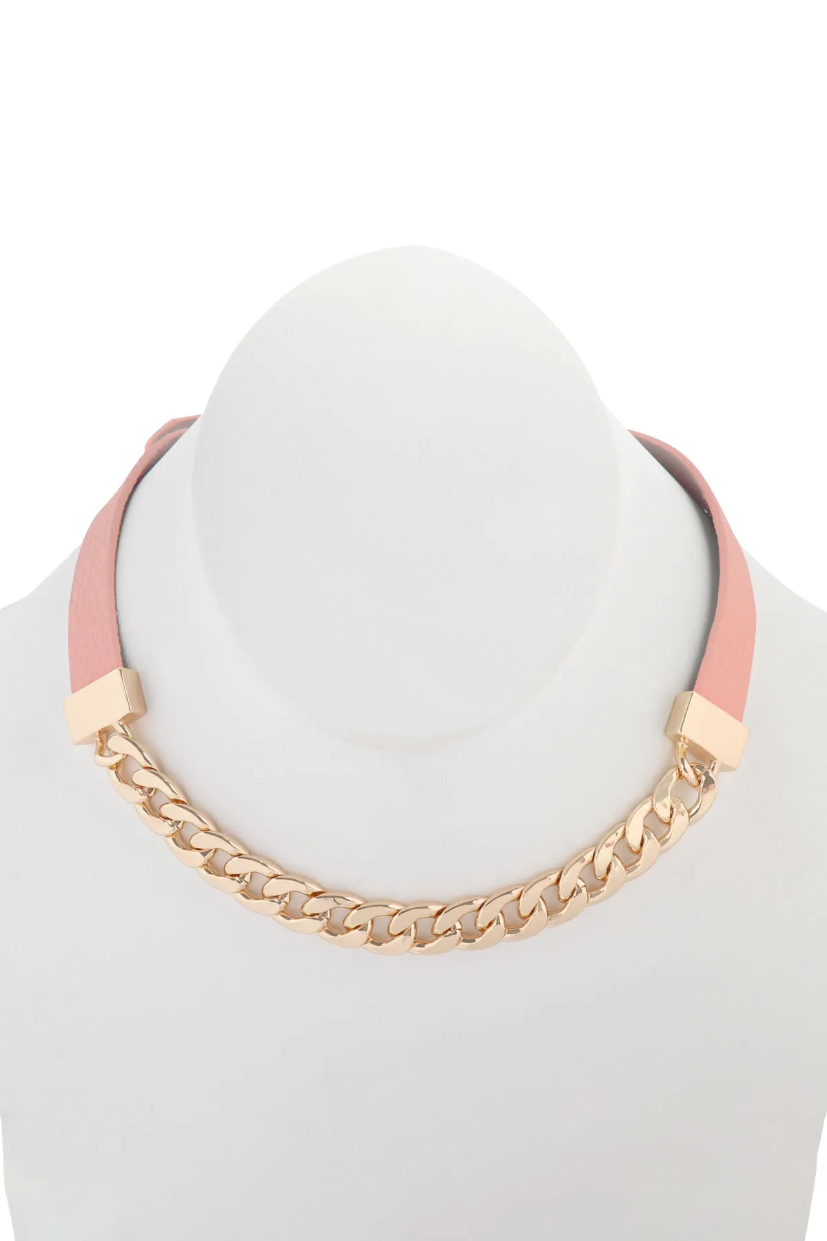 LEATHER CHAIN CHOKER BRACELET