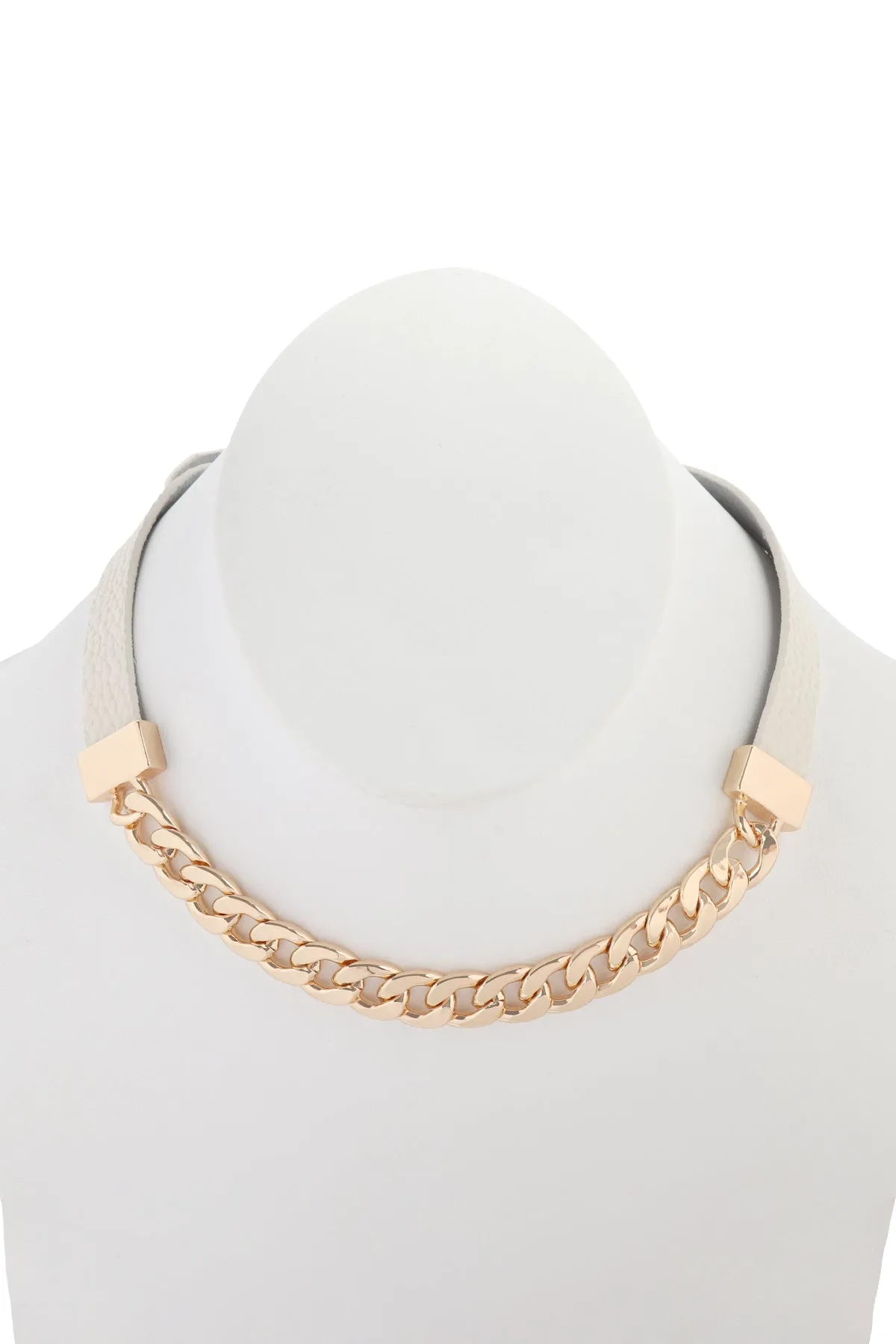 LEATHER CHAIN CHOKER BRACELET