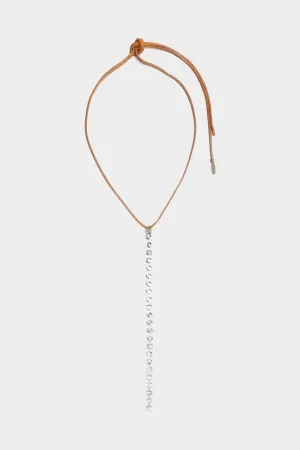 Leather Necklace with Crystal Pendent
