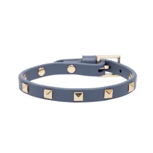 LEATHER STUD BRACELET MINI STEEL BLUE