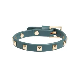 LEATHER STUD BRACELET MINI TEAL