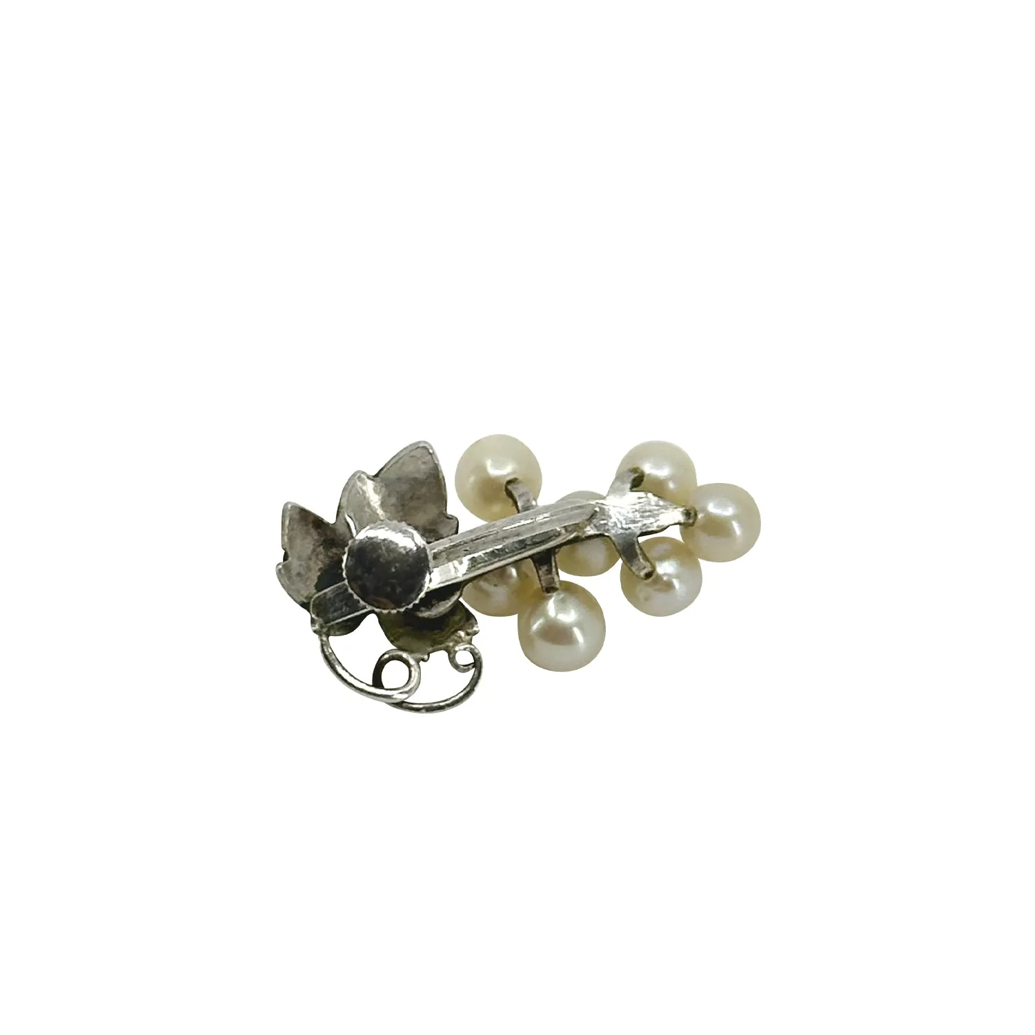 Long Cluster Grape Akoya Saltwater Cultured Pearl Screwback Vintage Earrings- Sterling Silver