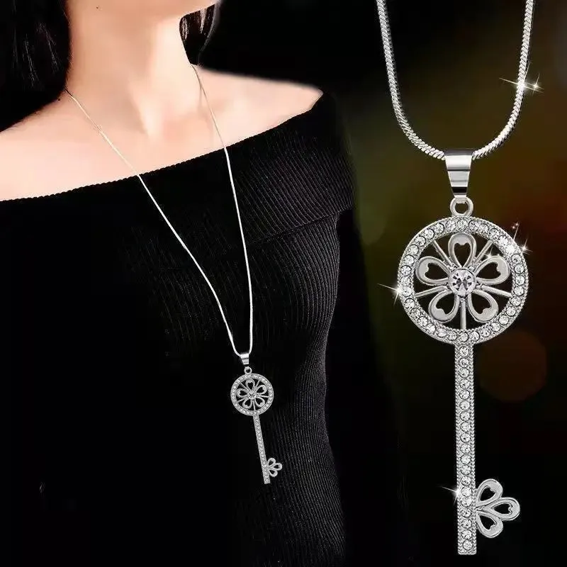 Long Necklaces & Pendants Fashion Geometric Crystal Statement Necklace For Women Collier Femme Pearl Choker