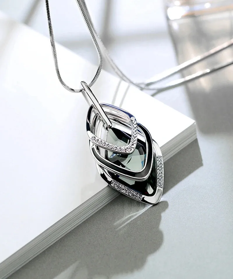 Long Necklaces & Pendants Fashion Geometric Crystal Statement Necklace For Women Collier Femme Pearl Choker