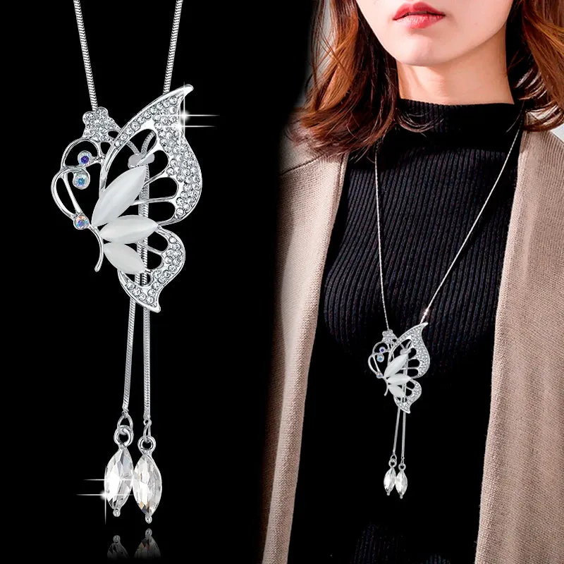 Long Necklaces & Pendants Fashion Geometric Crystal Statement Necklace For Women Collier Femme Pearl Choker