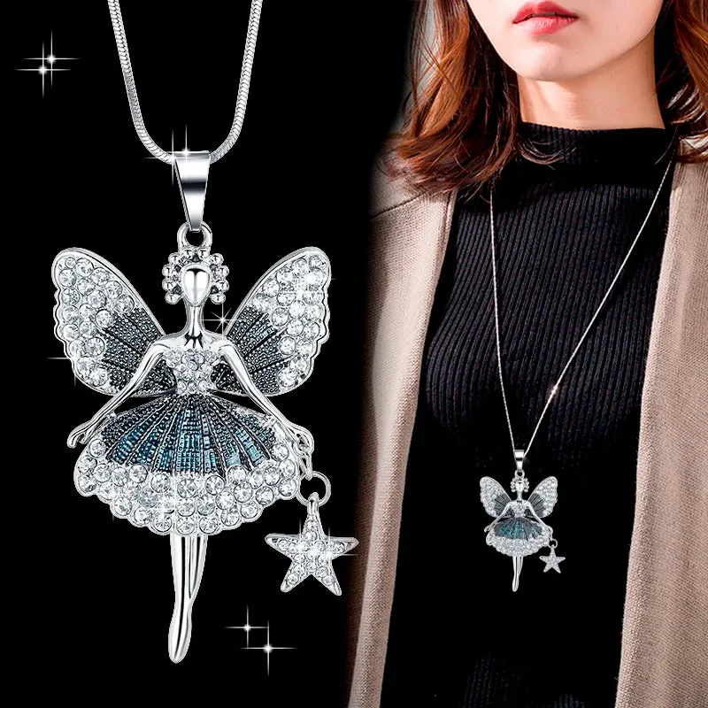 Long Necklaces & Pendants Fashion Geometric Crystal Statement Necklace For Women Collier Femme Pearl Choker