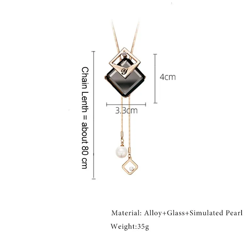 Long Necklaces & Pendants Fashion Geometric Crystal Statement Necklace For Women Collier Femme Pearl Choker