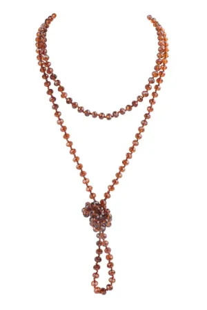 Longline Hand Knotted Necklace Crystal Brown - Pack of 6