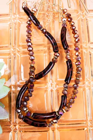 Lovely Day Black Beaded Double Necklace Set