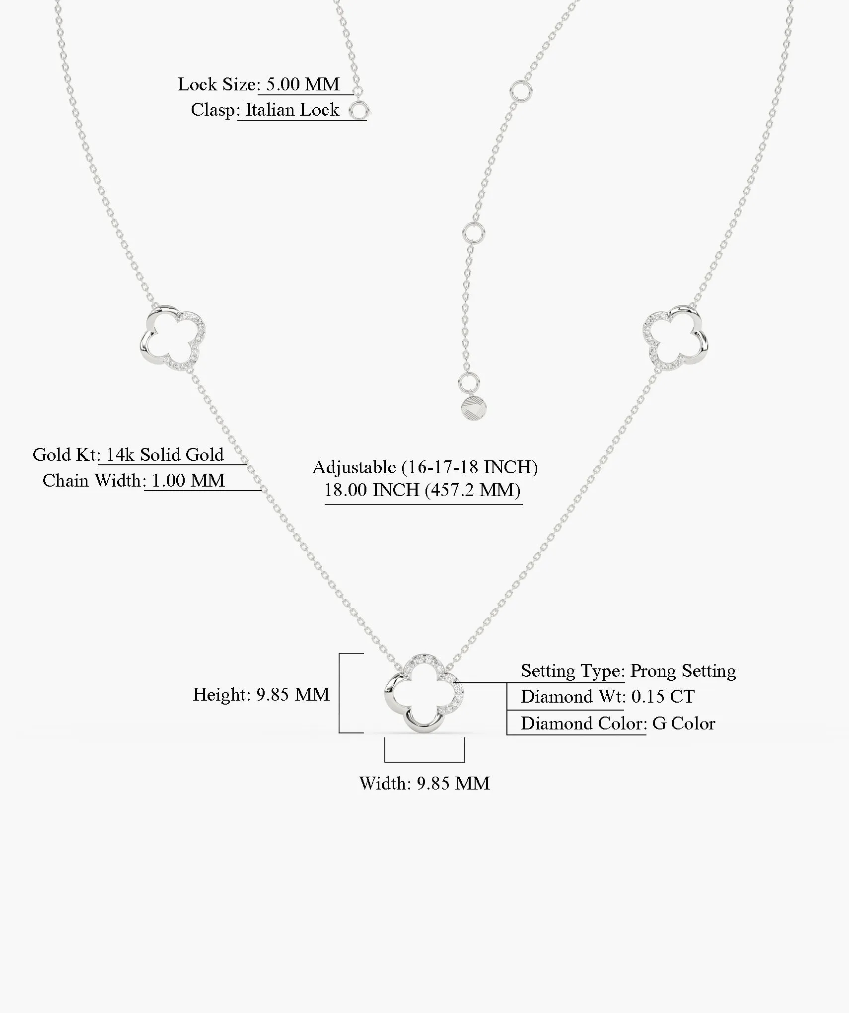 Lucky Clover 14K Gold Necklace