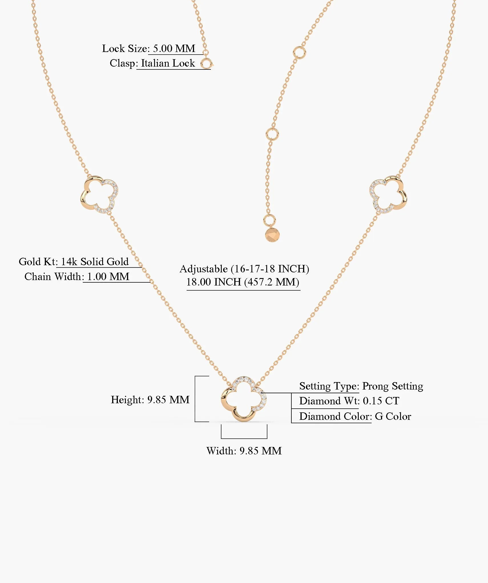 Lucky Clover 14K Gold Necklace