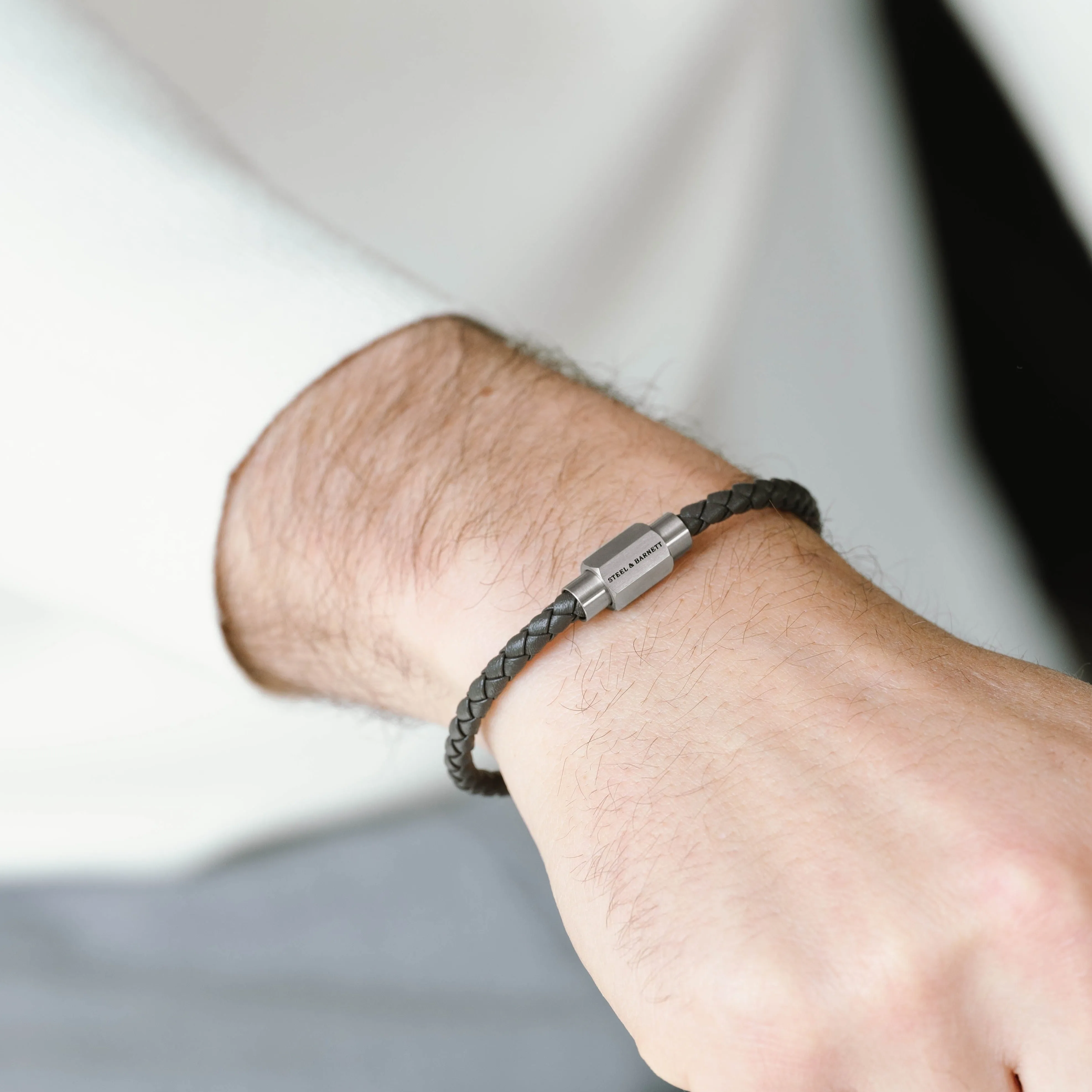 Luke Landon Nappa Leather Bracelet Dark Gray