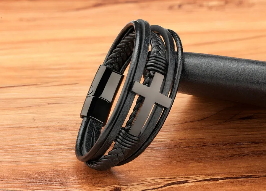 Luxury Cross Design Classic Leather Bracelets