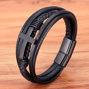 Luxury Cross Design Classic Leather Bracelets