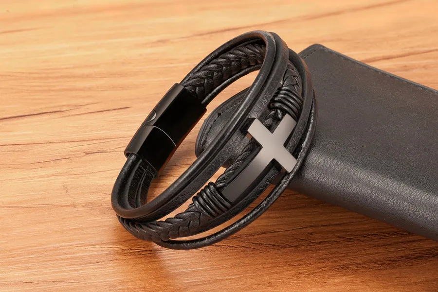 Luxury Cross Design Classic Leather Bracelets