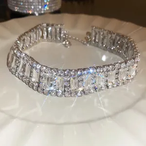Luxury Geometric Crystal Chokers Necklaces for Women Short Rhinestone Necklaces Ladies Statements Jewelry