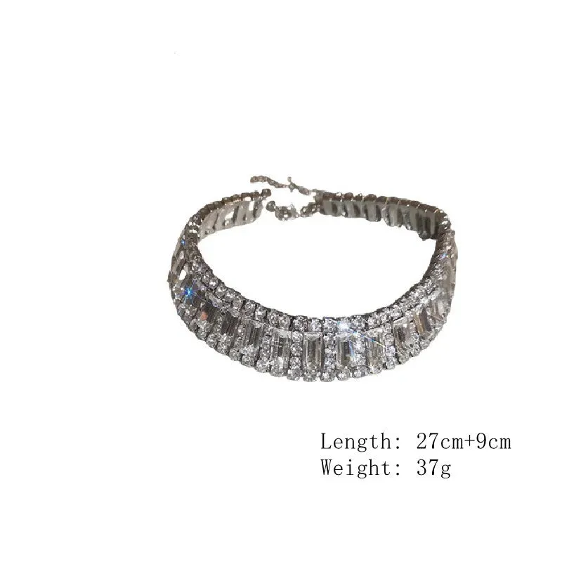 Luxury Geometric Crystal Chokers Necklaces for Women Short Rhinestone Necklaces Ladies Statements Jewelry