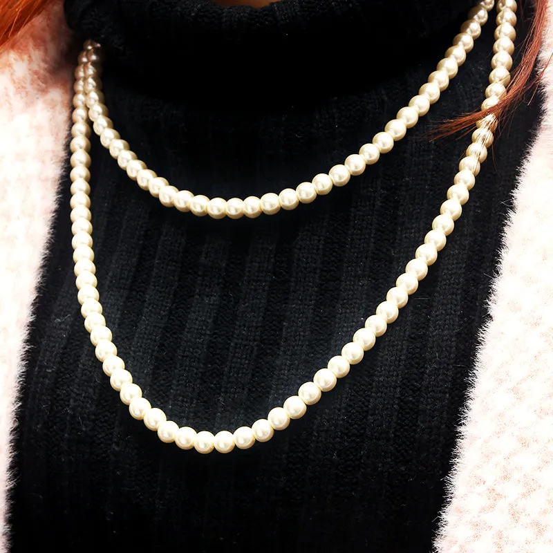 Luxury Long Fresh Water Pearl Necklace Beaded Trinket Strand Women Jewelry