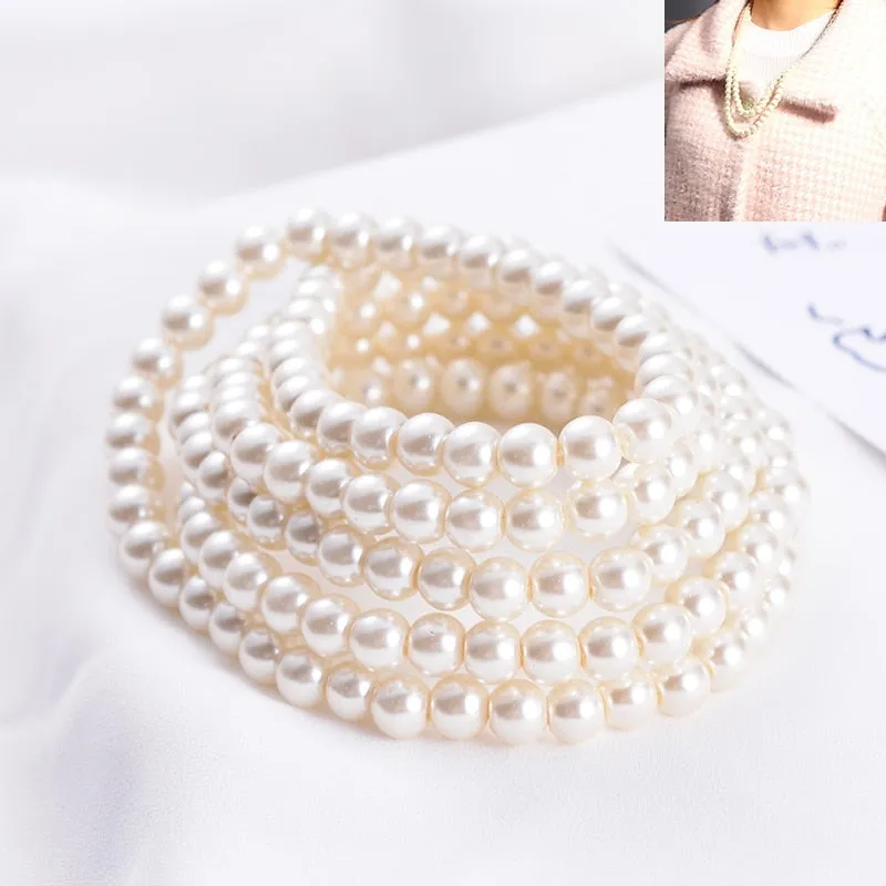 Luxury Long Fresh Water Pearl Necklace Beaded Trinket Strand Women Jewelry